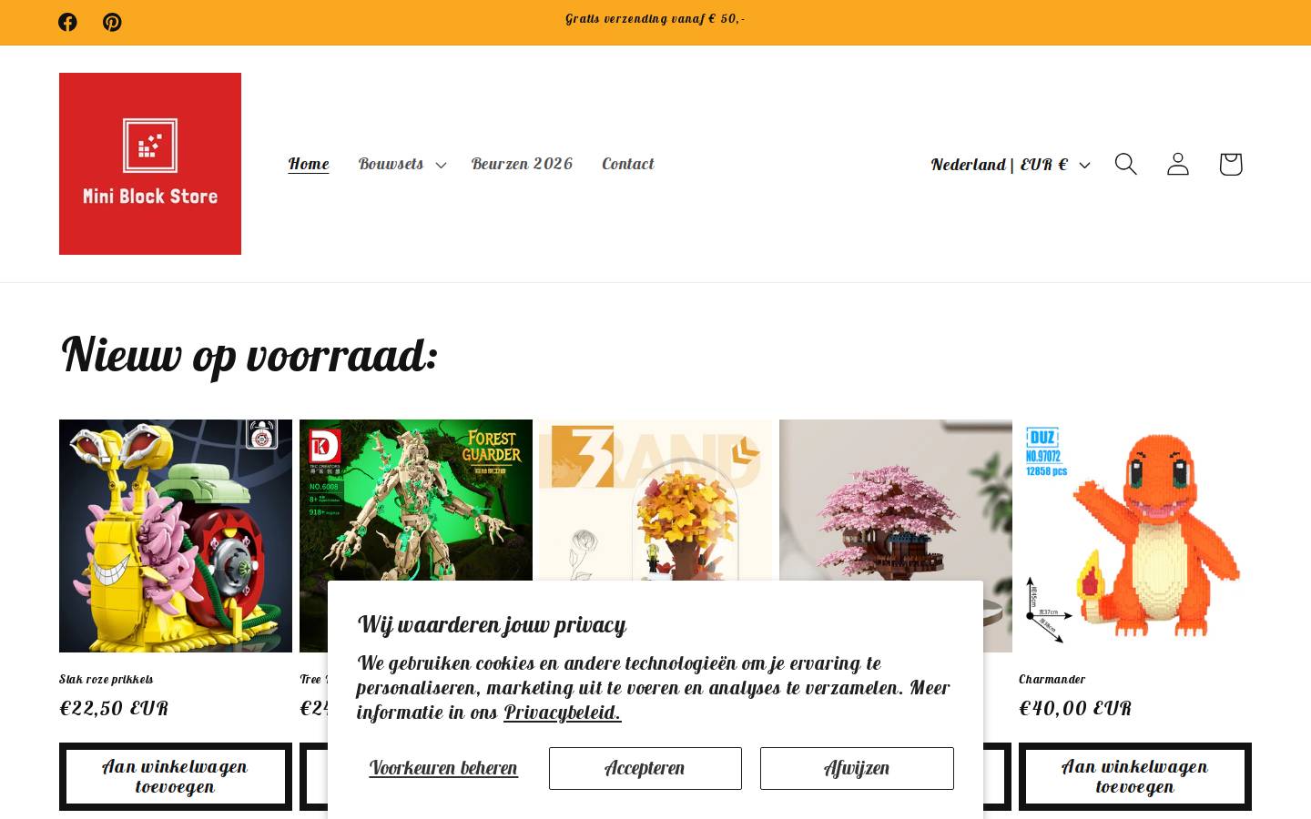 Miniblockstore homepage screenshot