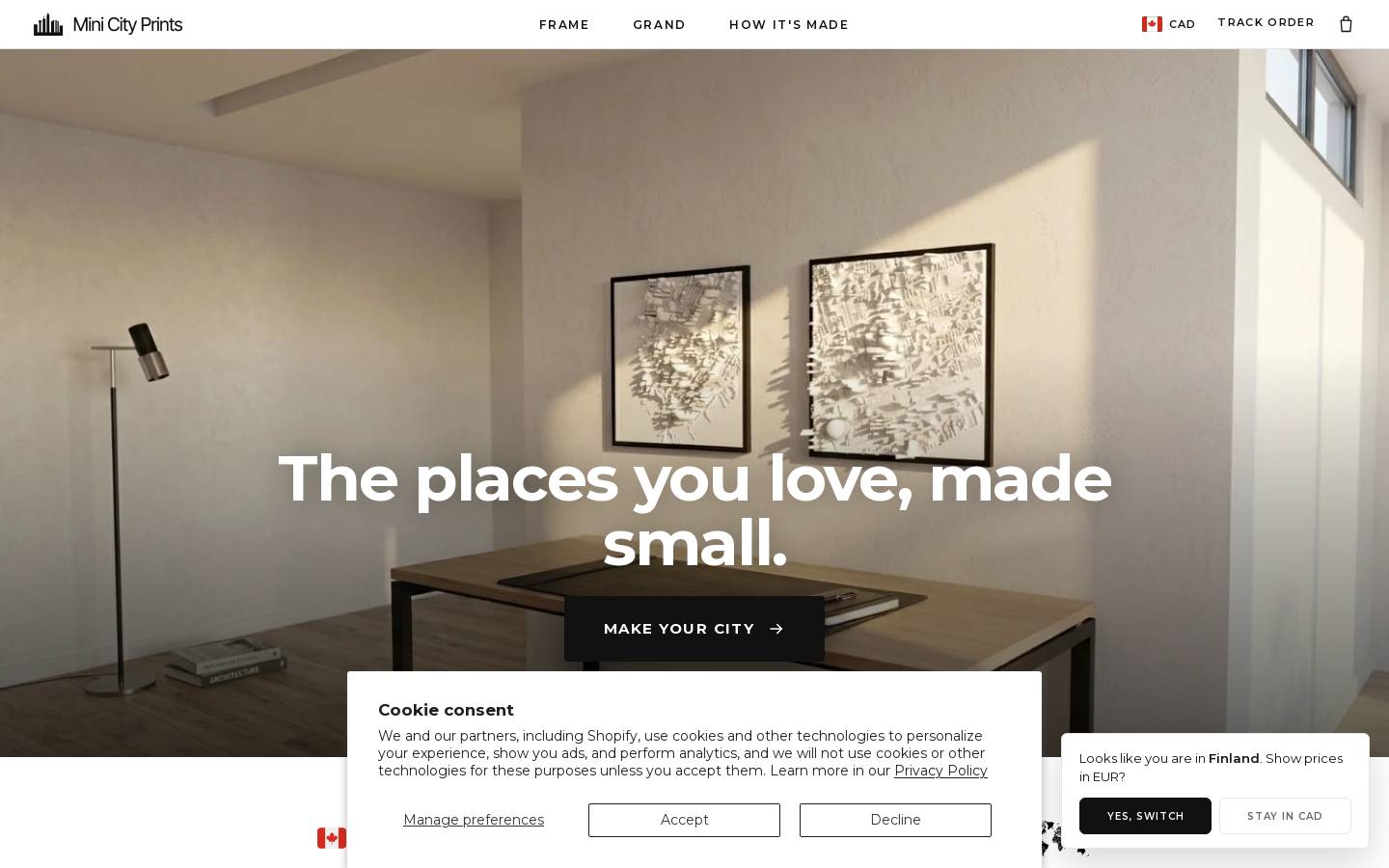 minicityprints.com homepage screenshot