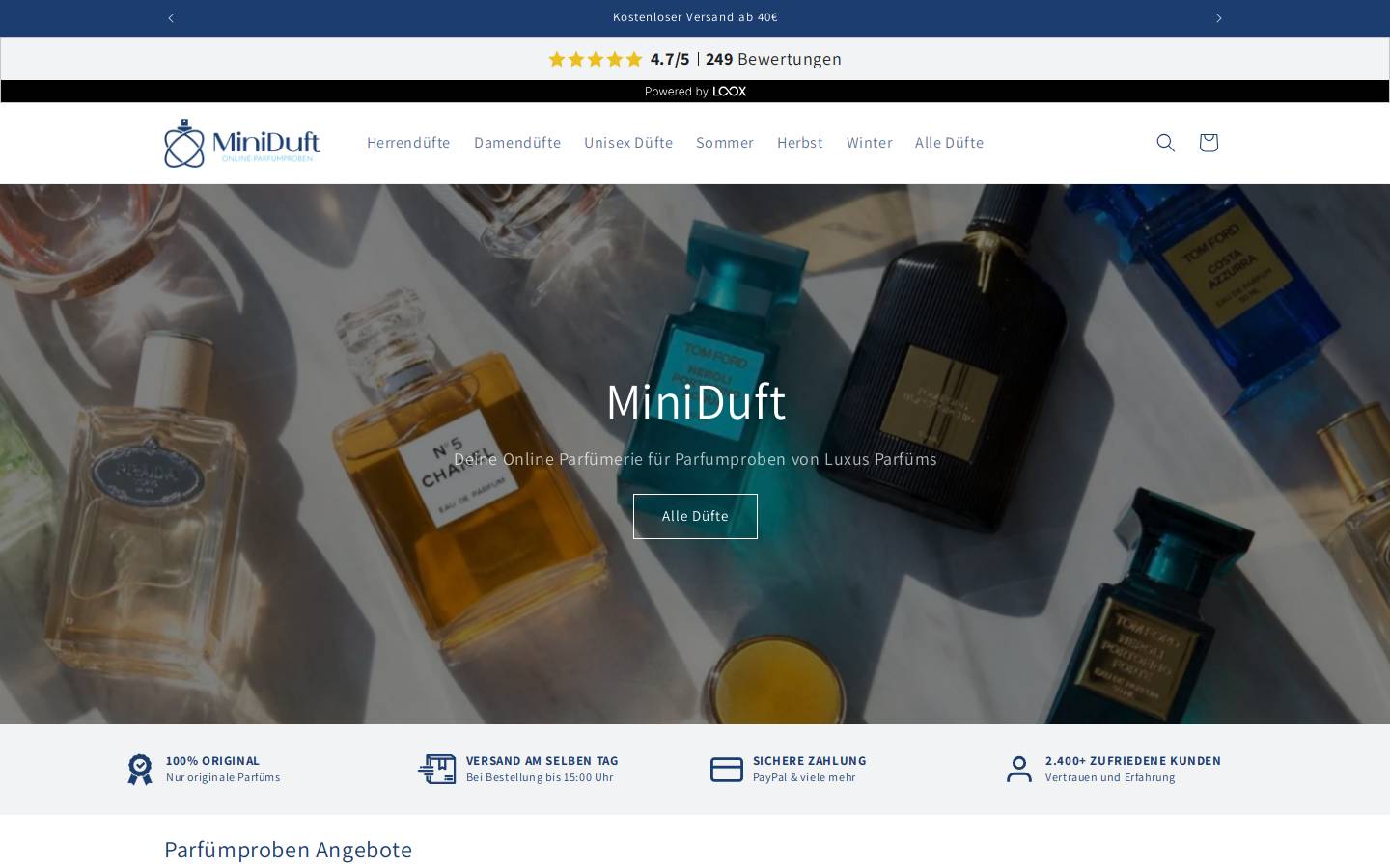 MiniDuft homepage screenshot