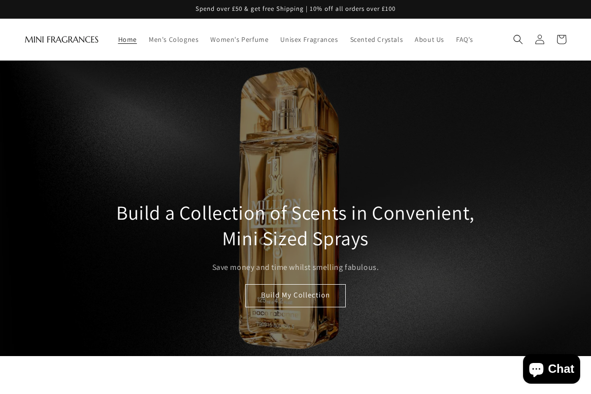 Mini Fragrances homepage screenshot