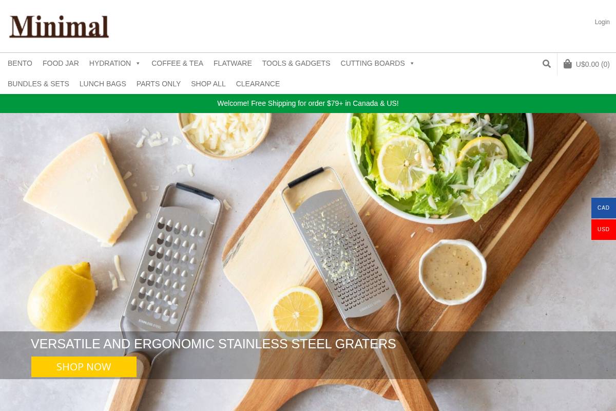 minimalbottle.com homepage screenshot