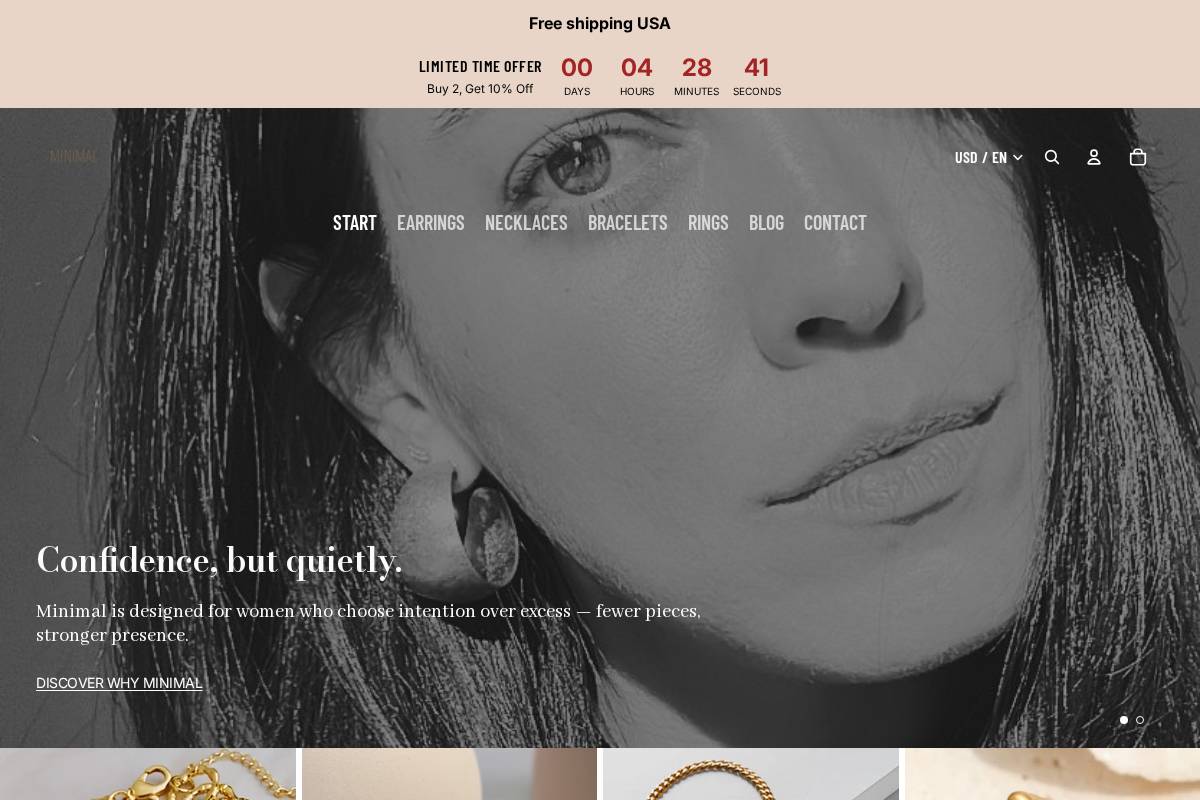 minimaljeweler.com homepage screenshot