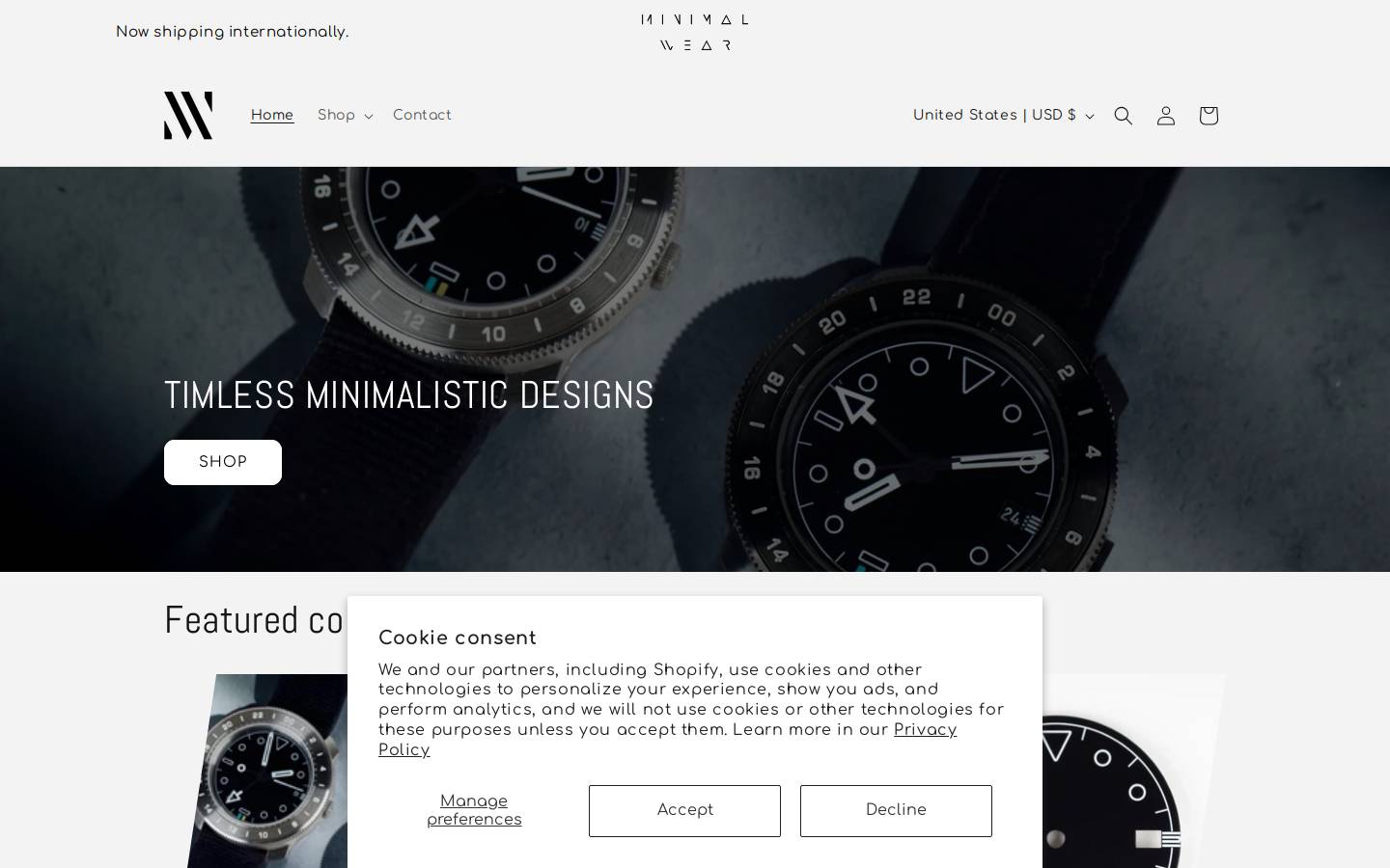 minimalwear.us homepage screenshot