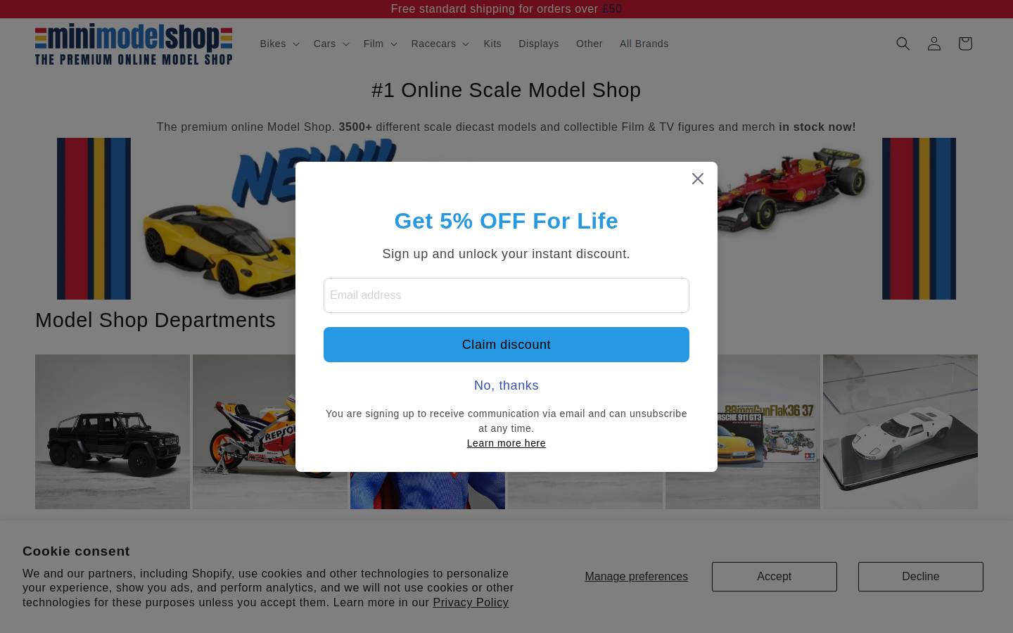 minimodelshop.com homepage screenshot