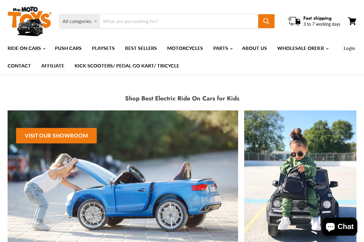 Mini Moto Toys homepage screenshot
