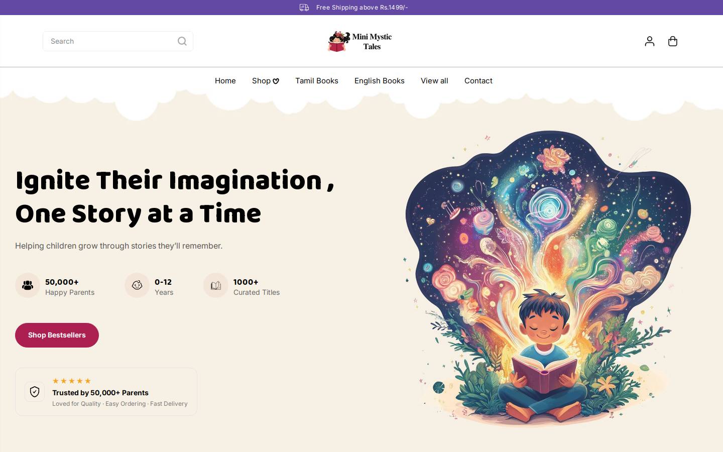 minimystictales.com homepage screenshot