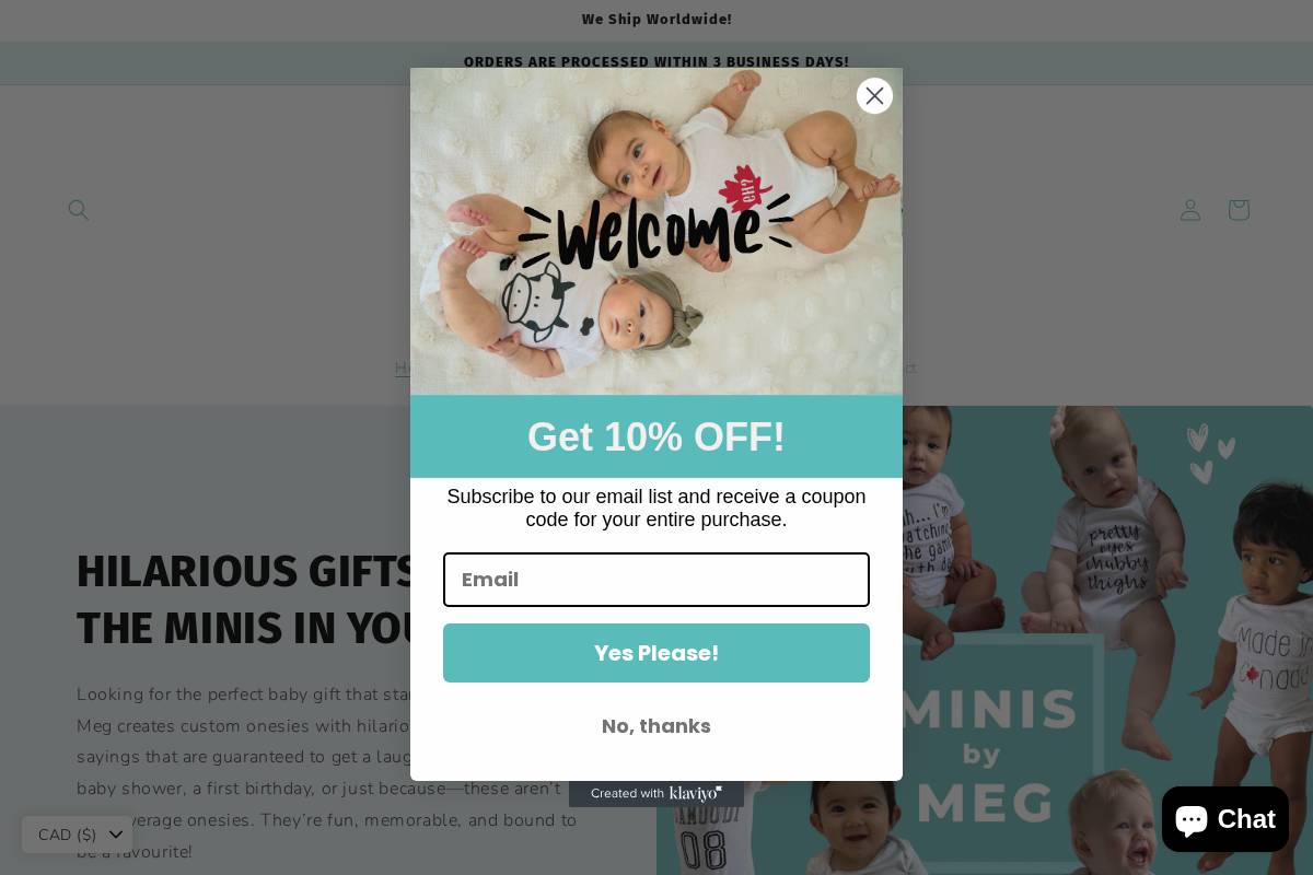 minisbymeg.ca homepage screenshot