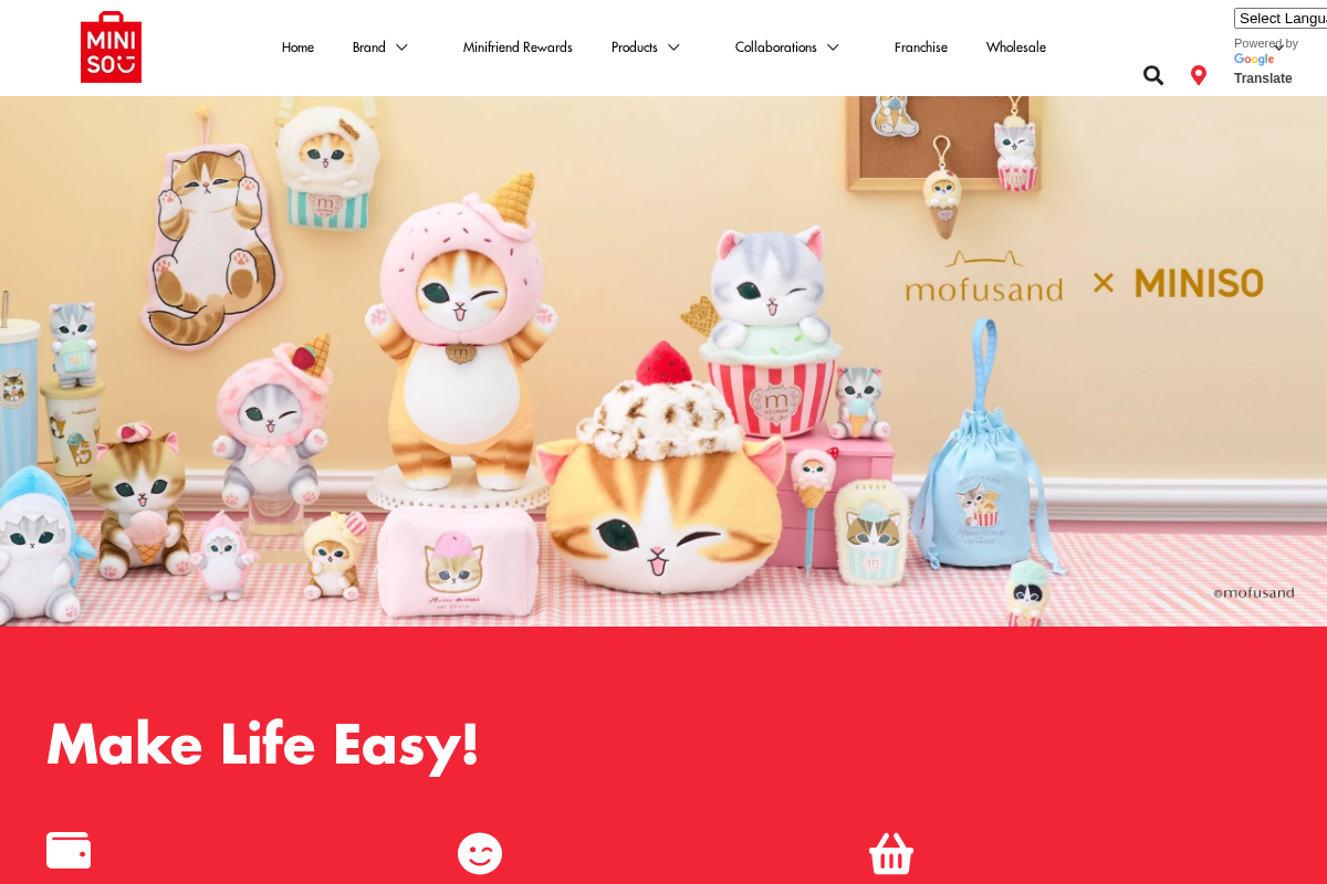 miniso-ca.com homepage screenshot