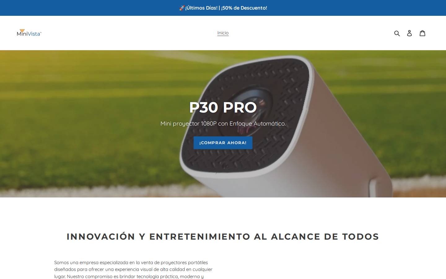 minivista.store homepage screenshot