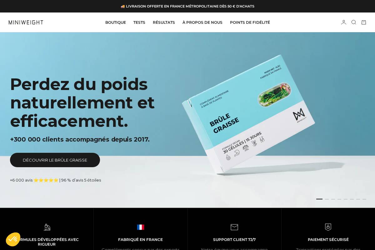 Miniweight homepage screenshot