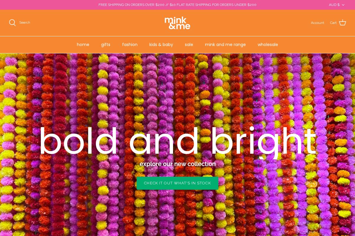 minkandme.com.au homepage screenshot