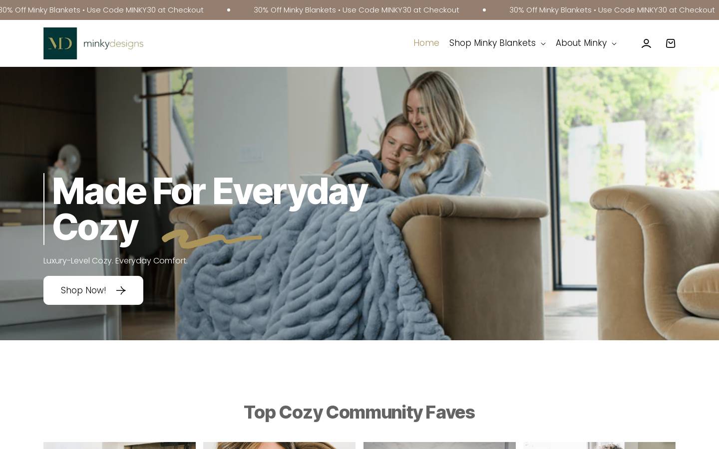 minkydesigns.com homepage screenshot