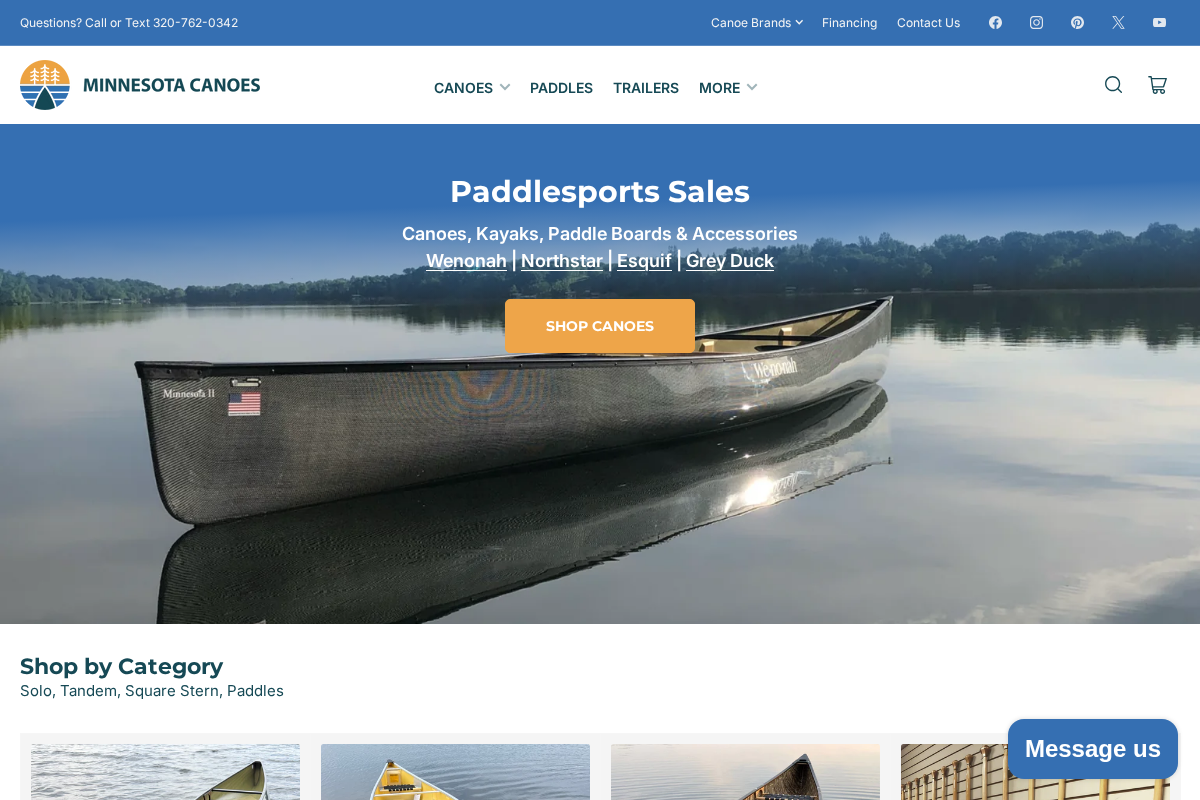 Minnesota Canoes homepage screenshot