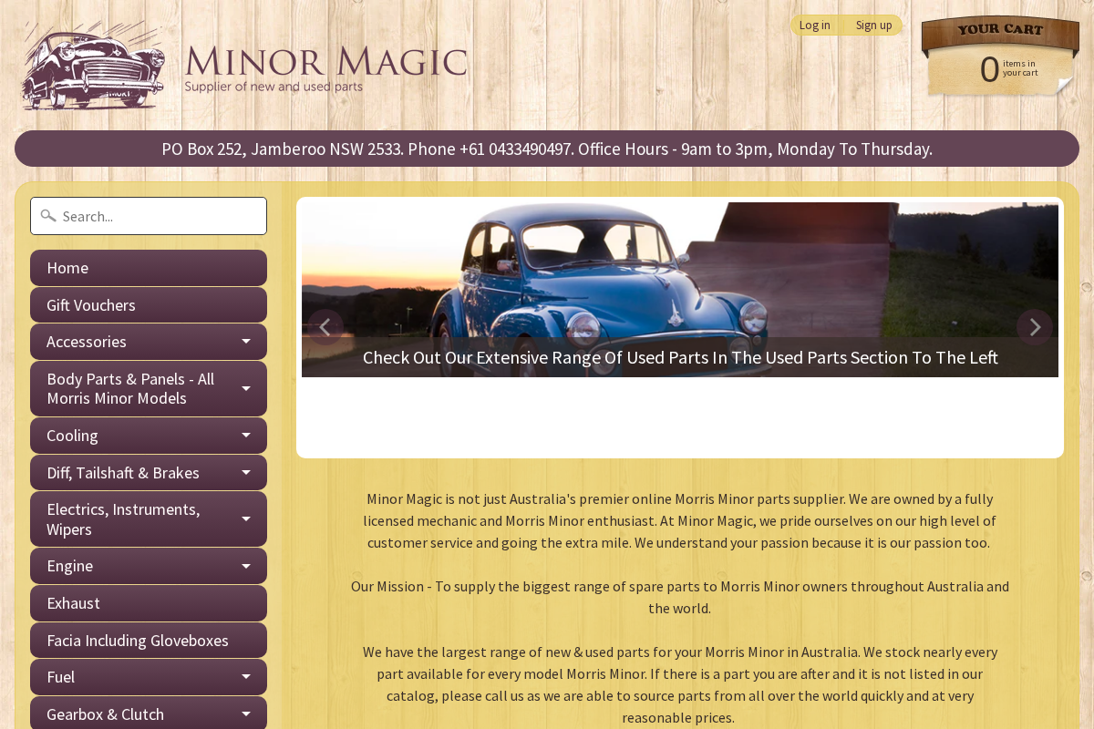 minormagic.com.au homepage screenshot