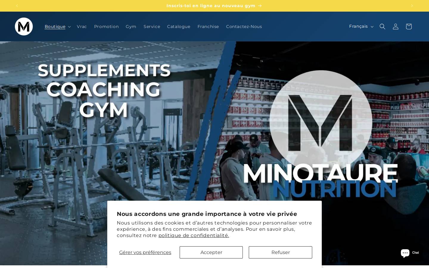 minotaurenutrition.com homepage screenshot