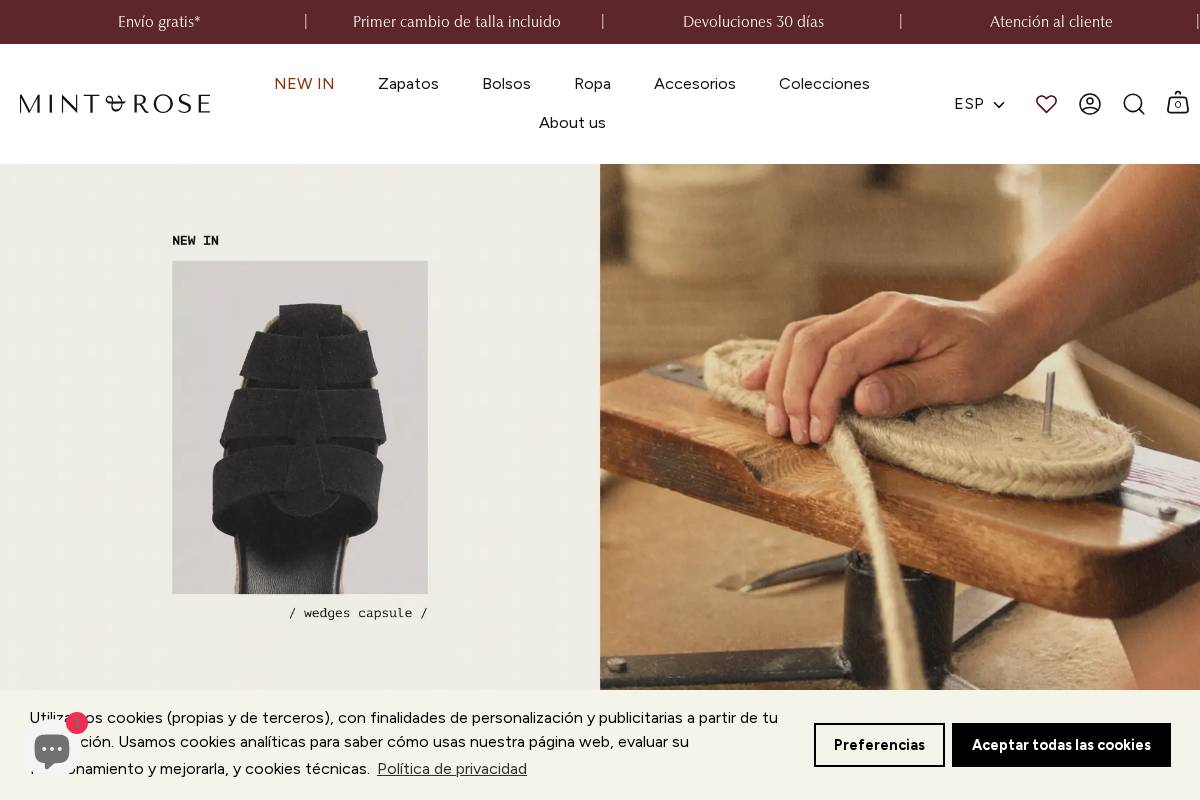 mintandrose.com homepage screenshot