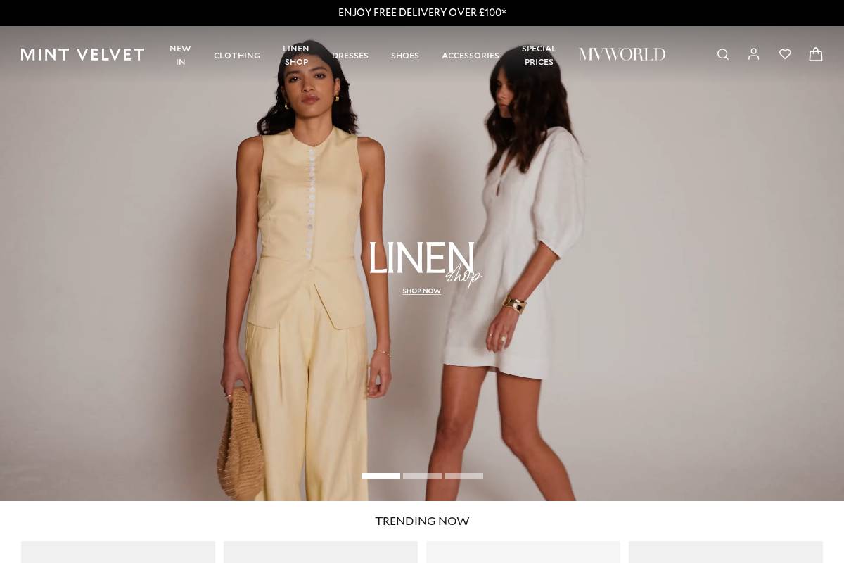 Mint Velvet homepage screenshot