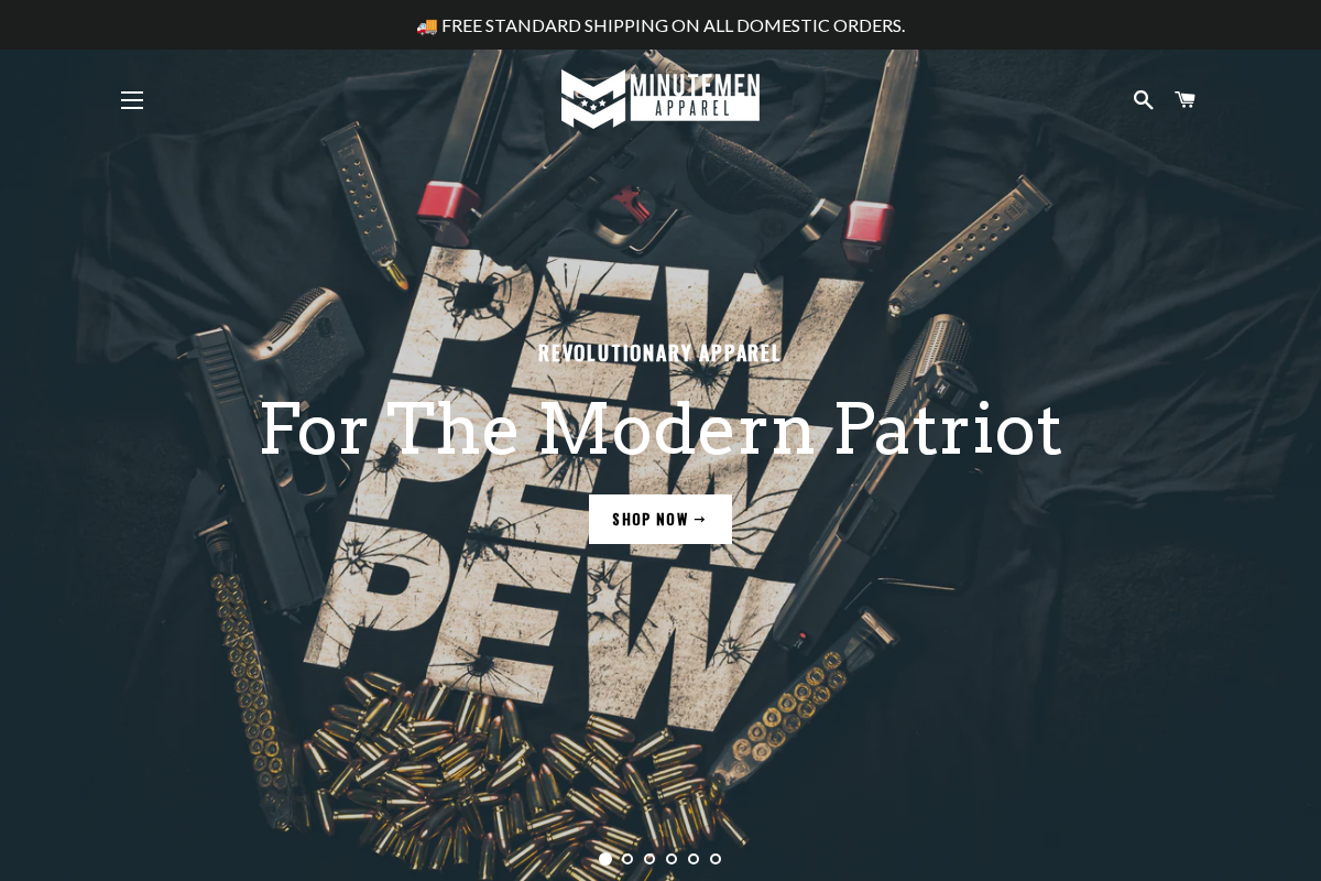 Minutemen Apparel homepage screenshot