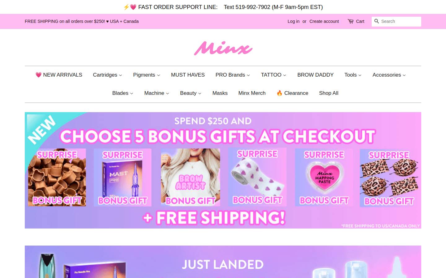 minxbrows.com homepage screenshot