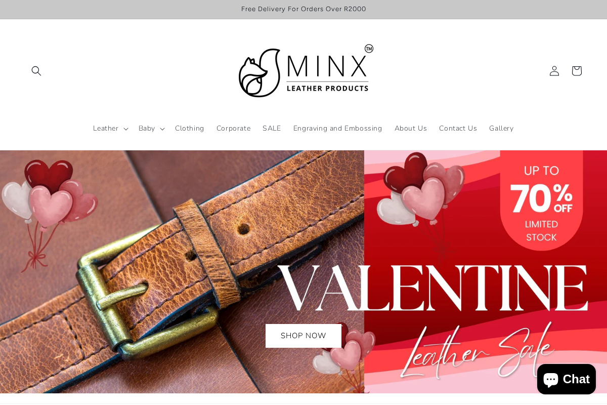 Minxleather homepage screenshot