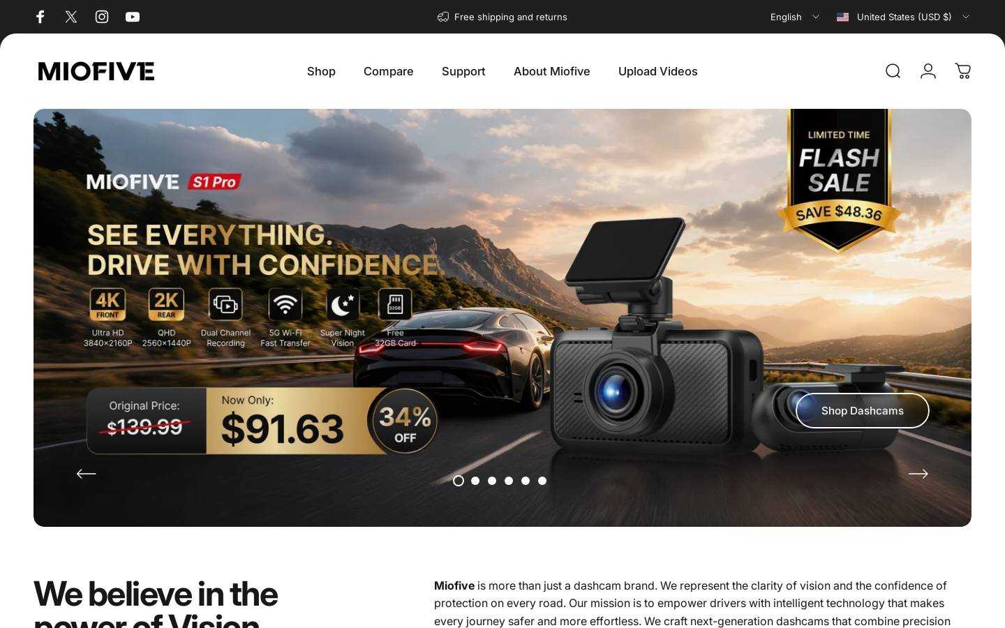 Miofive homepage screenshot