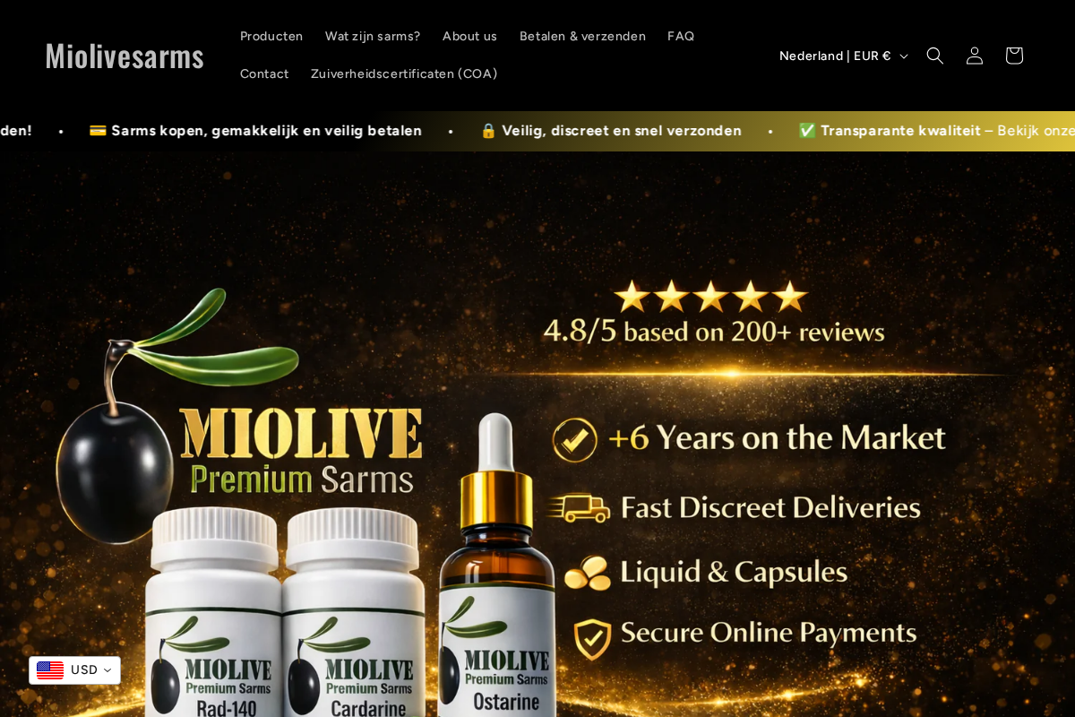 Miolivesarms homepage screenshot