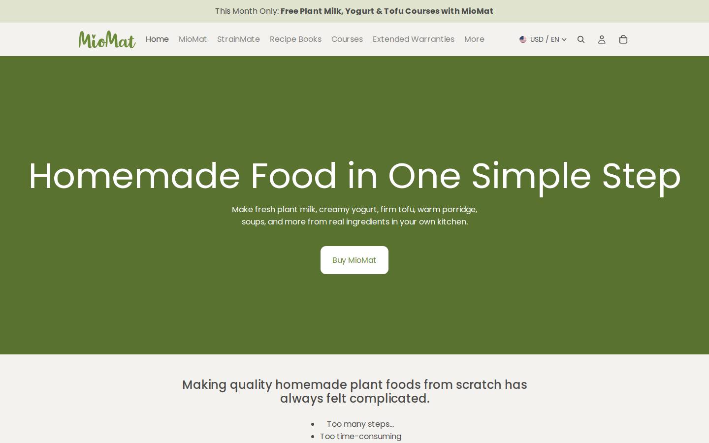 MioMat USA, Canada, UK & Australia homepage screenshot