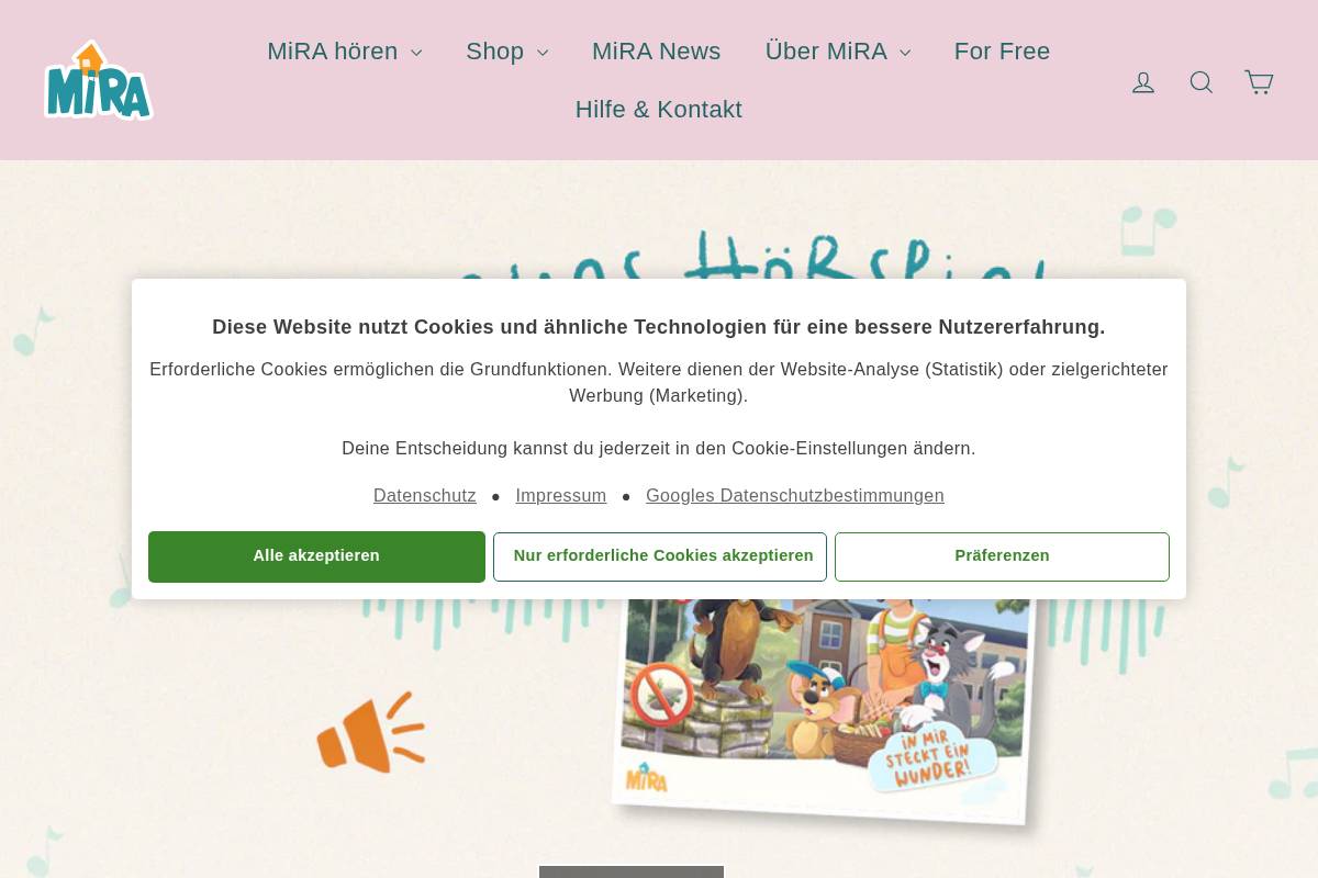 mira-welt.de homepage screenshot