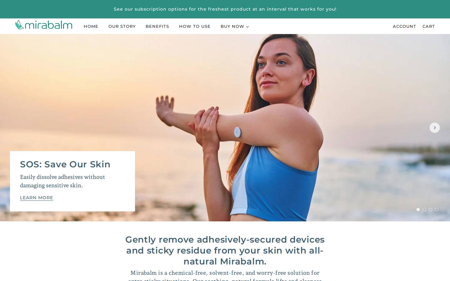 mirabalm.com homepage screenshot