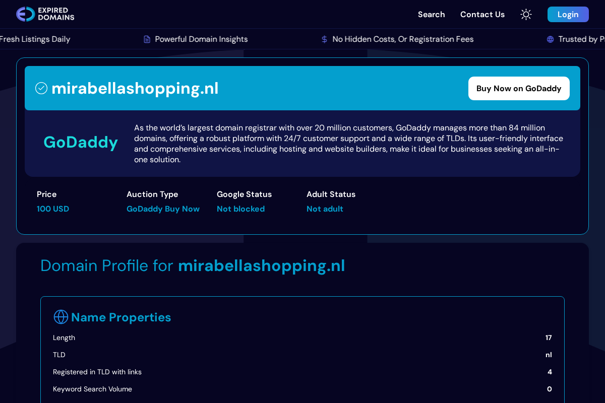 Mirabellashopping homepage screenshot