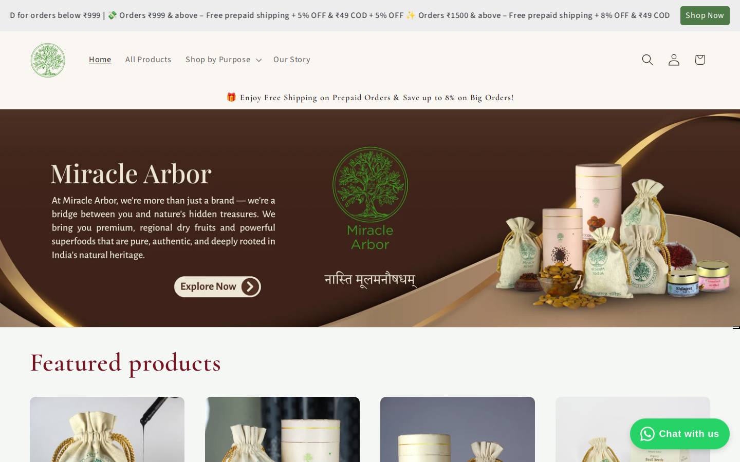 miraclearbor.com homepage screenshot