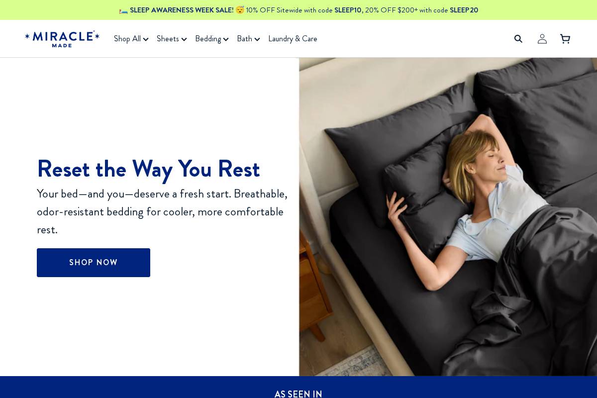 Miracle Brand homepage screenshot