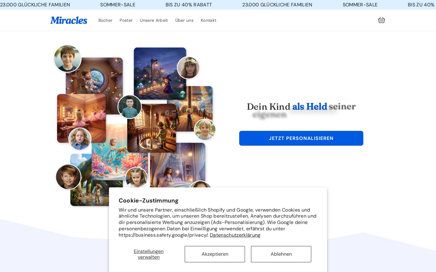 Miracles homepage screenshot