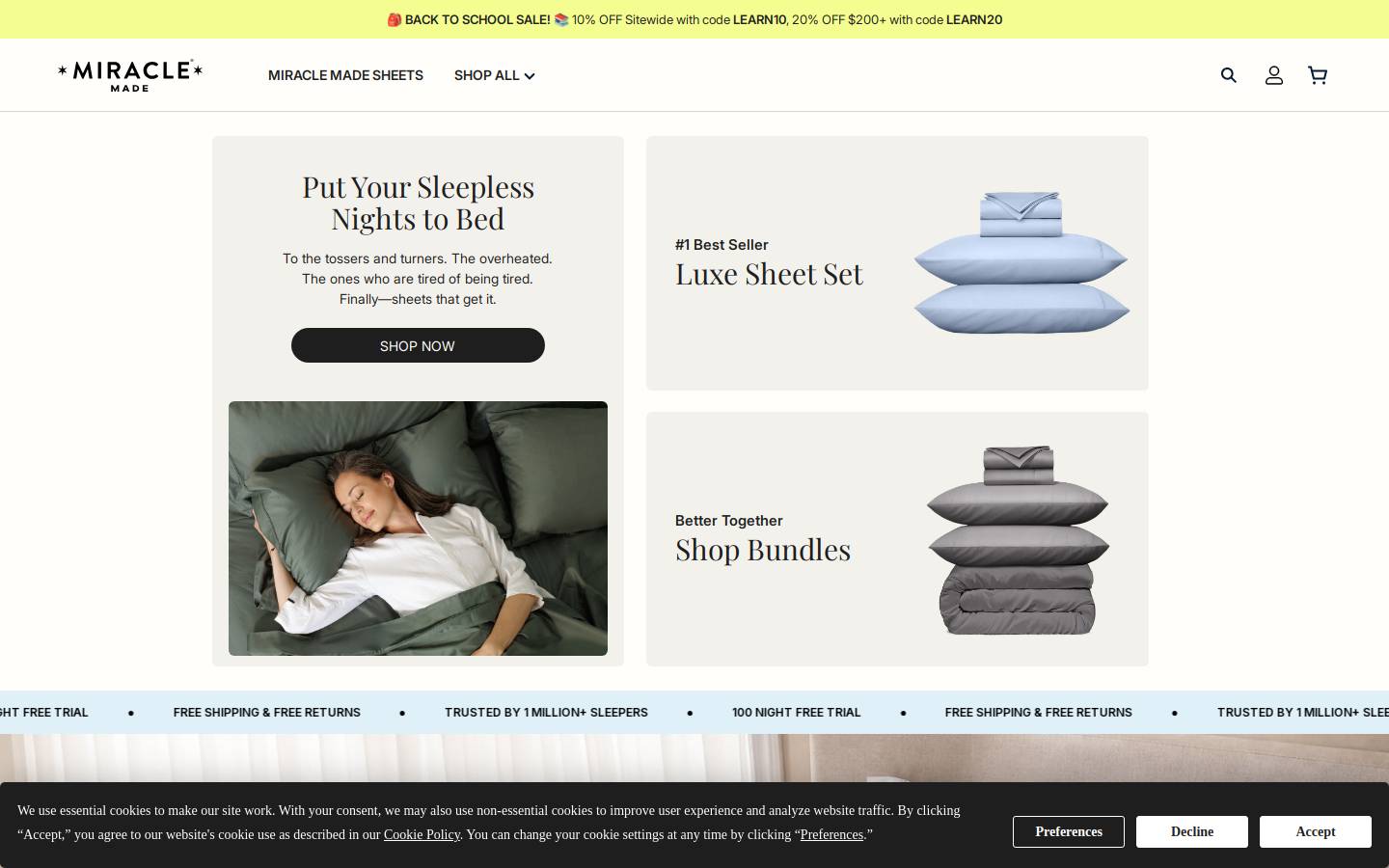 miracletowels.co homepage screenshot