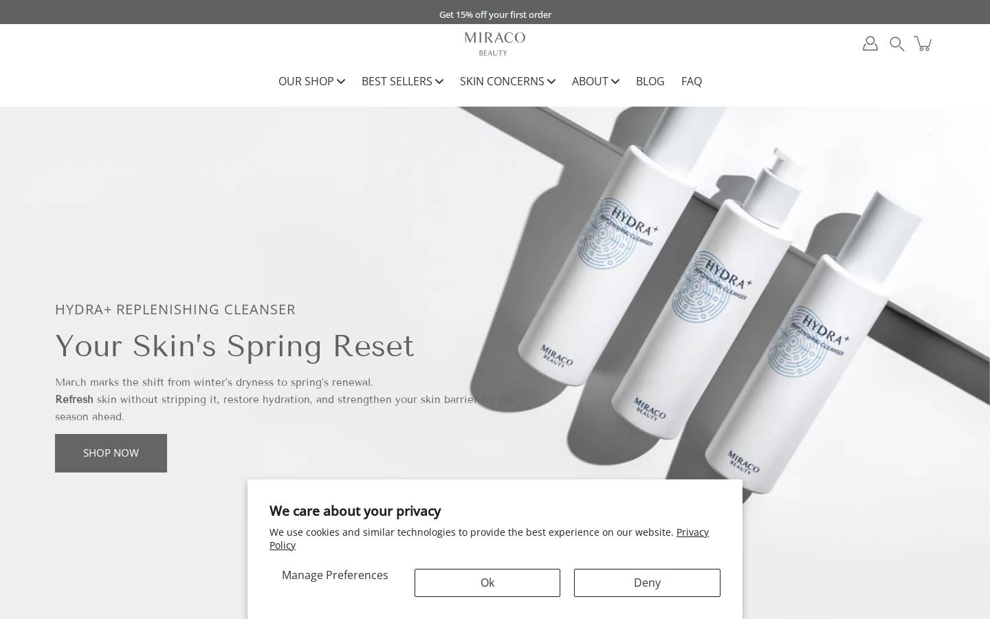miracobeauty.com homepage screenshot