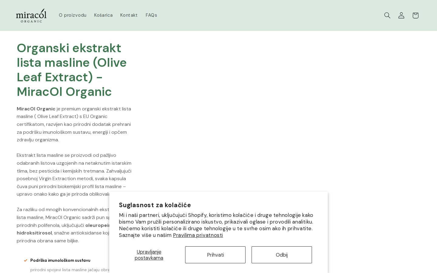 miracol-organic.com homepage screenshot