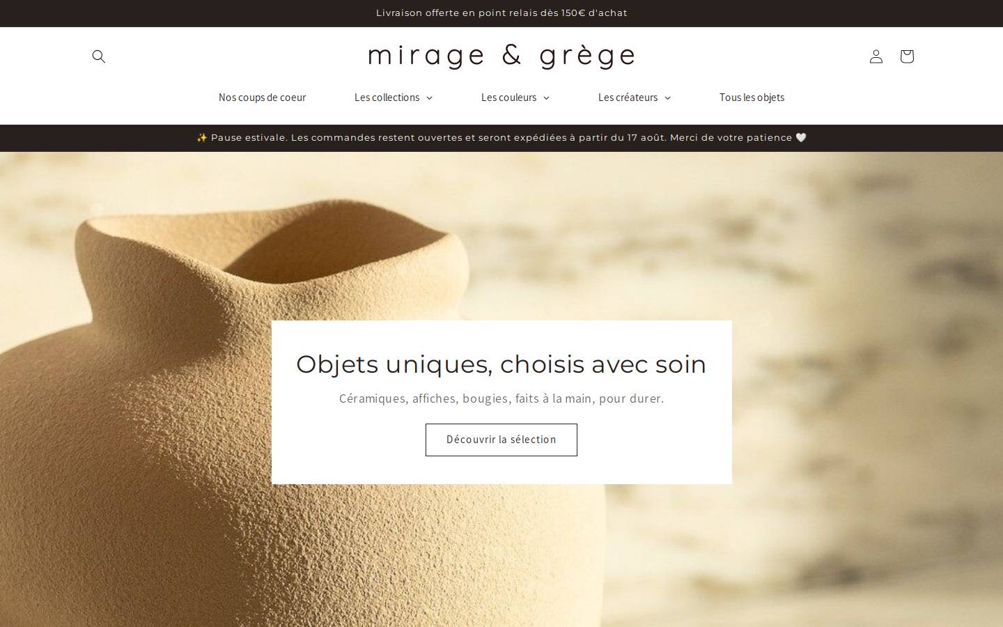 mirageetgrege.com homepage screenshot
