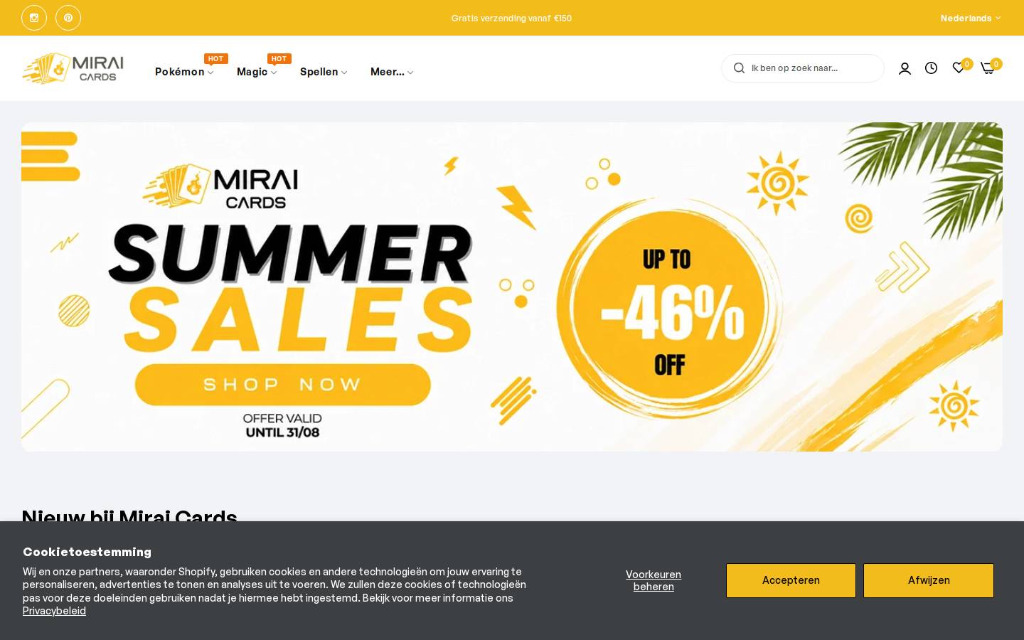 Mirai Cards homepage screenshot