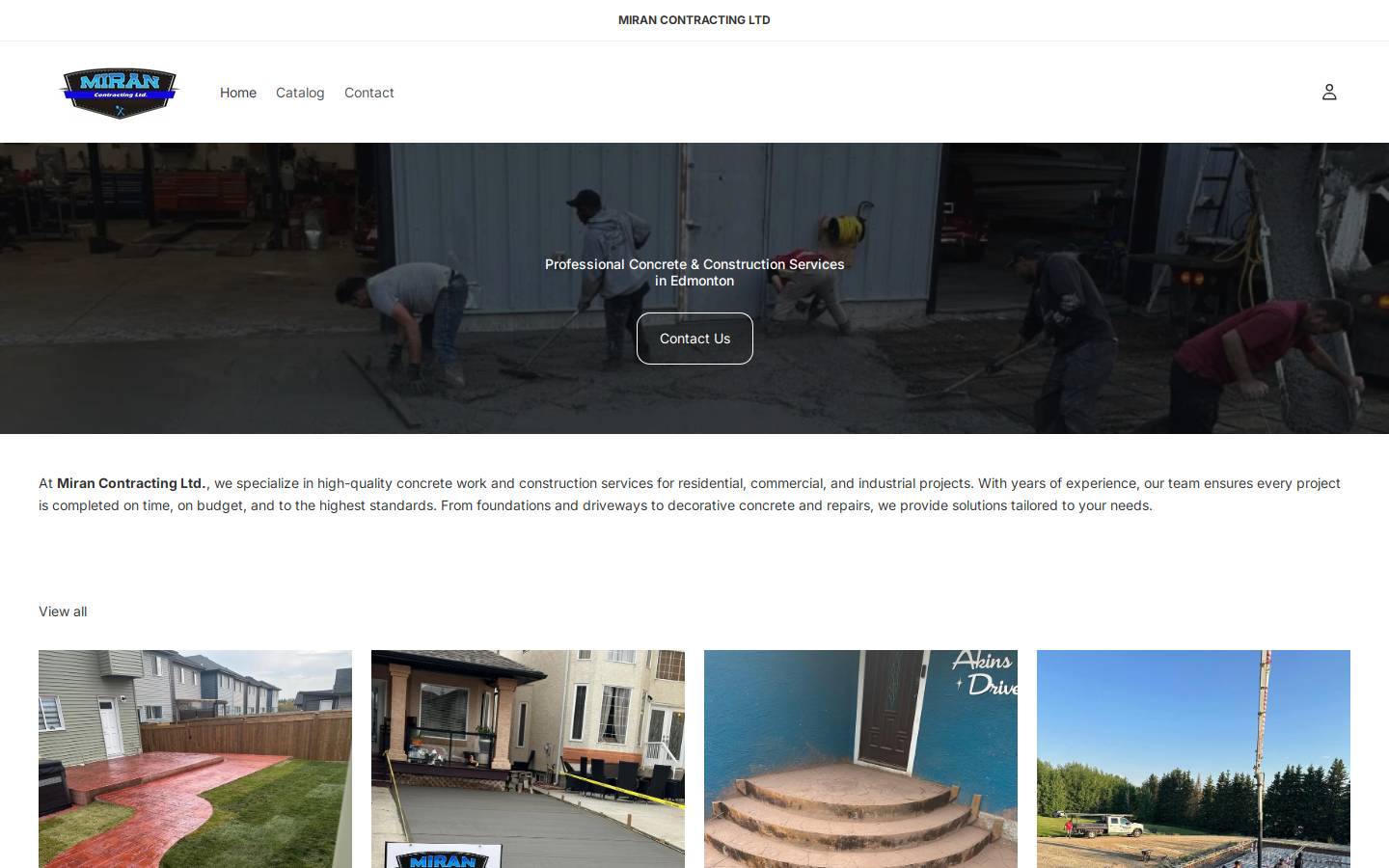 miranconcrete.ca homepage screenshot