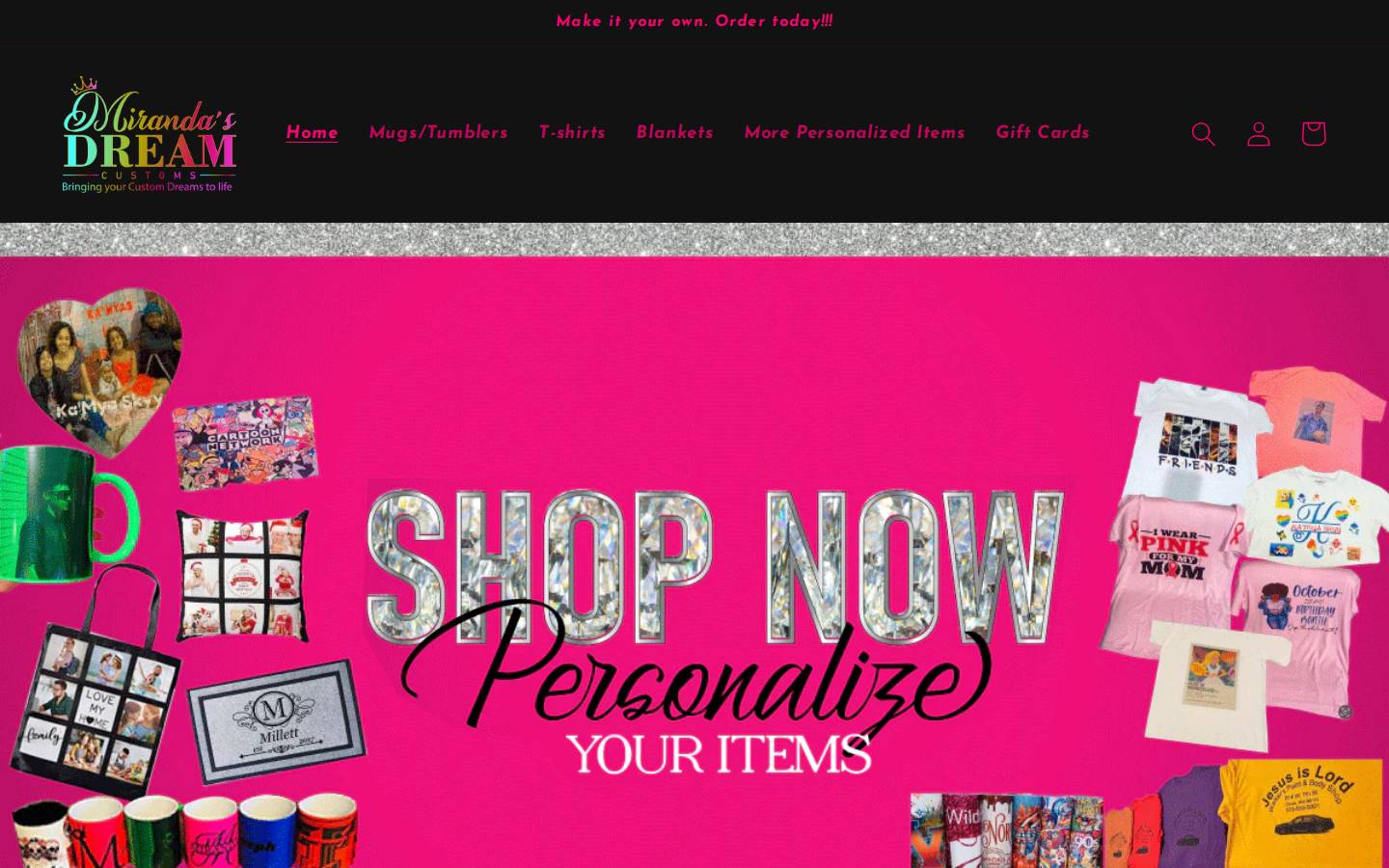 mirandasdreamcustoms.com homepage screenshot