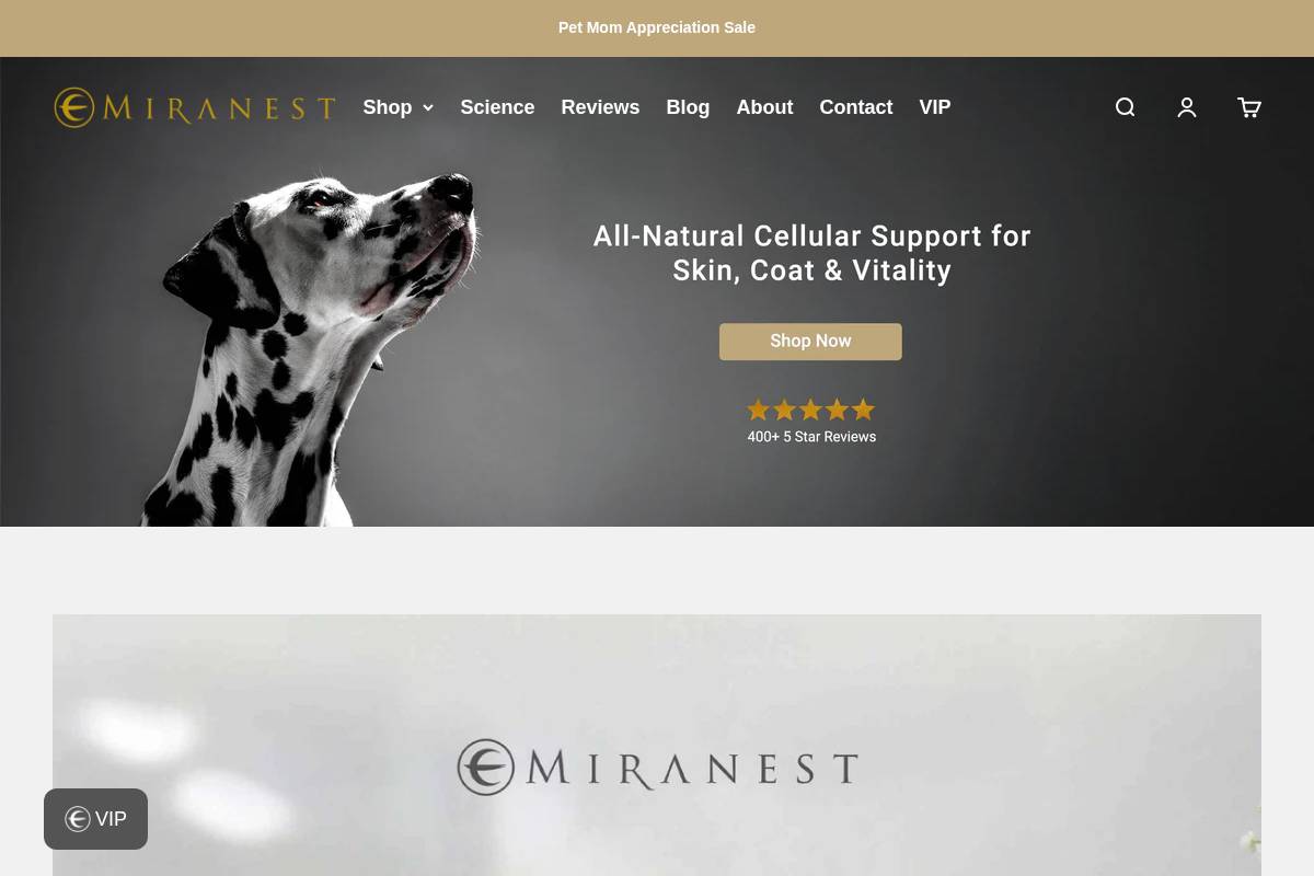 Miranest homepage screenshot