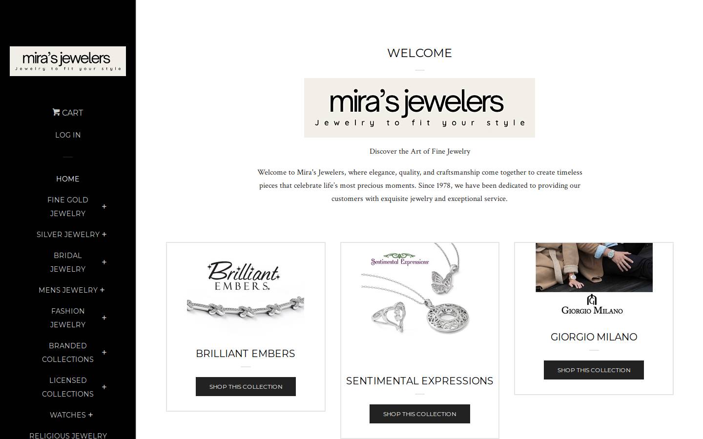 mirasjewelers.com homepage screenshot