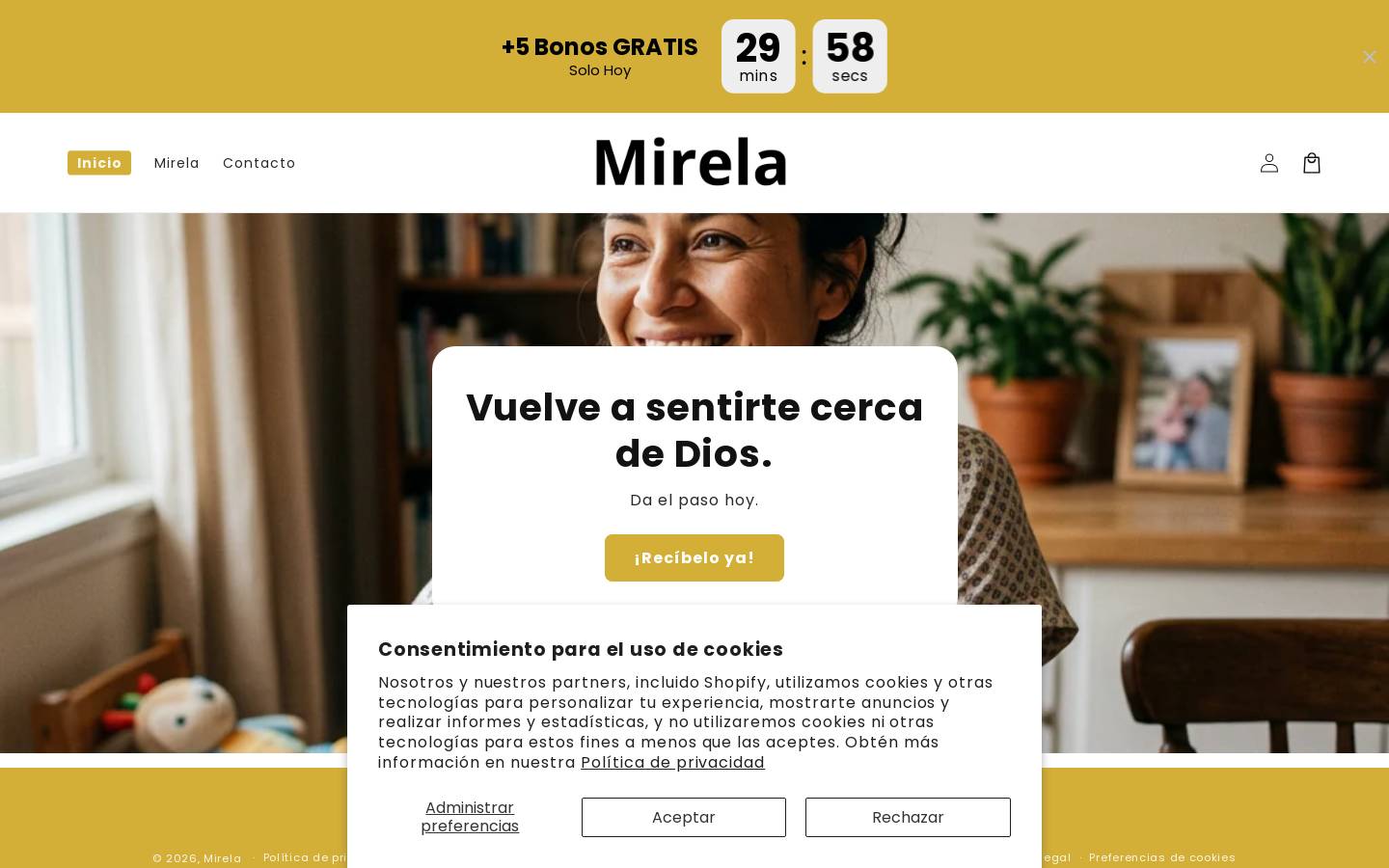 mirela.es homepage screenshot