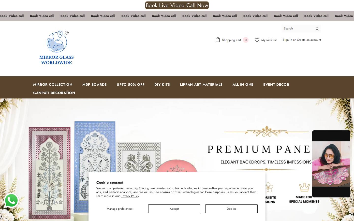 mirrorglassworldwide.com homepage screenshot