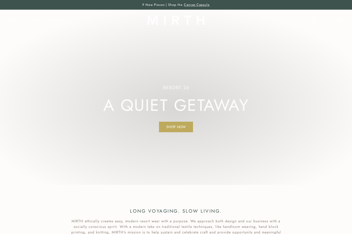 MIRTH homepage screenshot