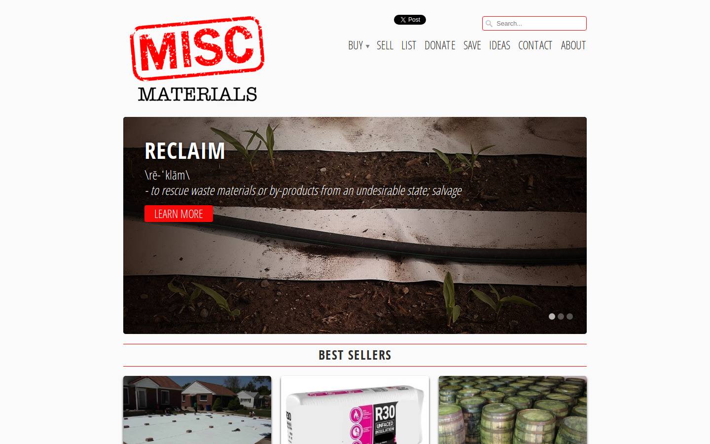 miscelaneousmaterial.com homepage screenshot