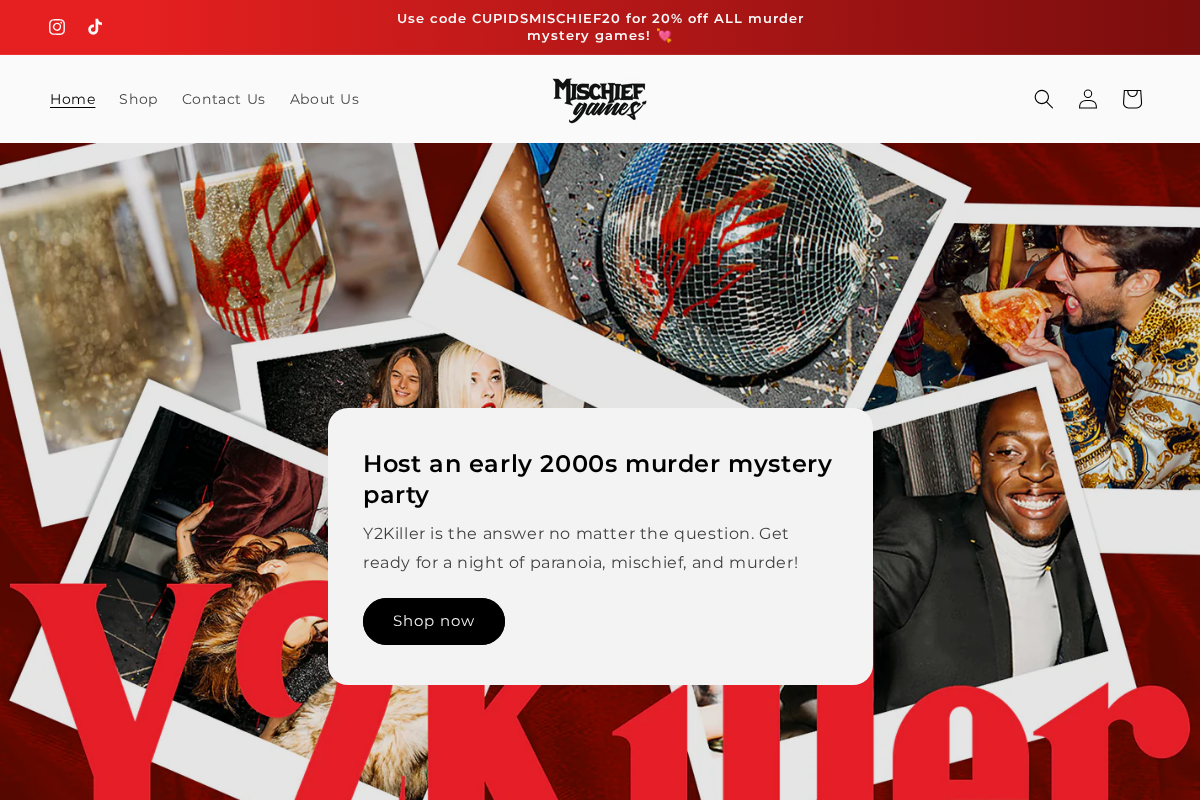 Mischief Games homepage screenshot