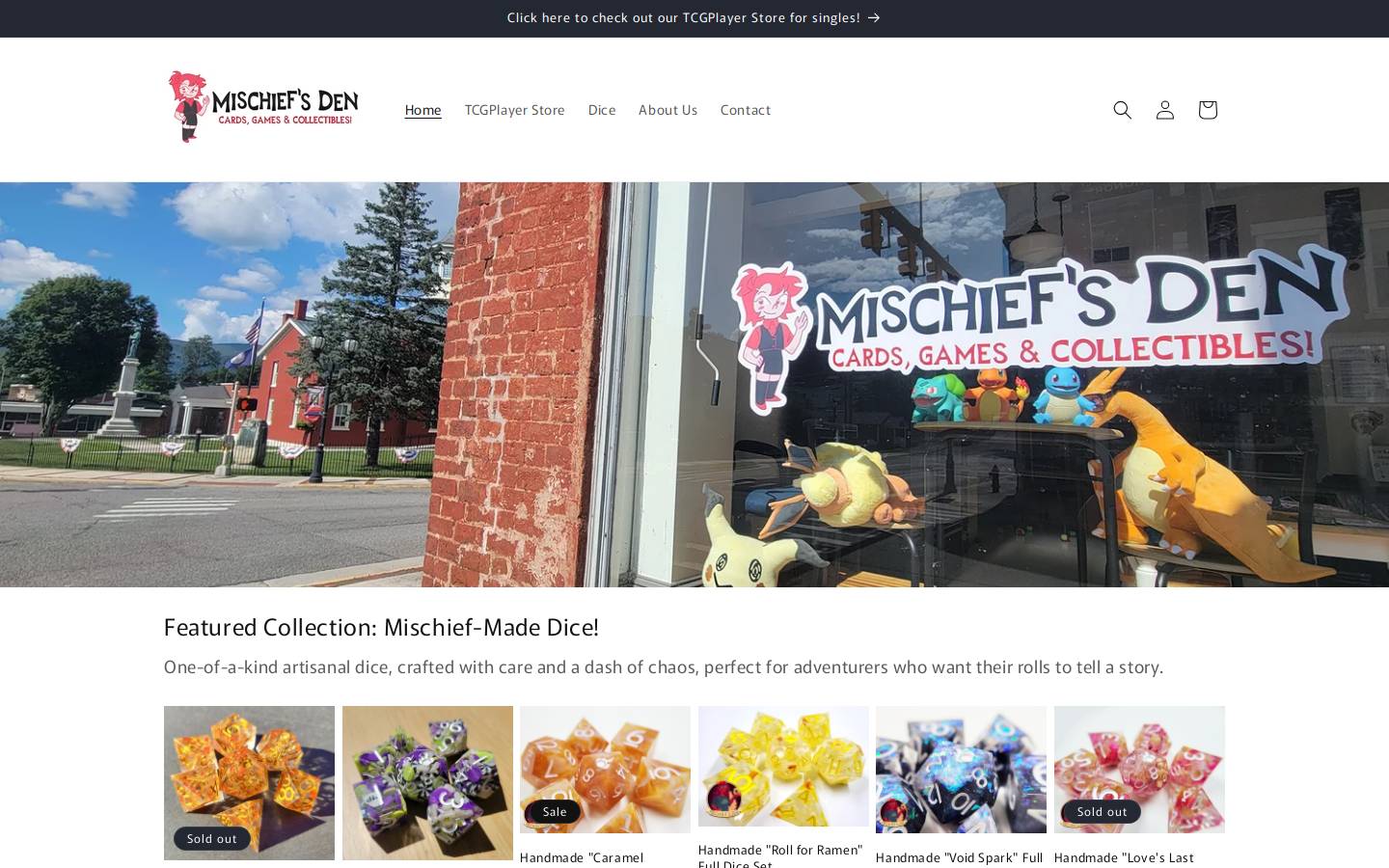 mischiefsden.com homepage screenshot