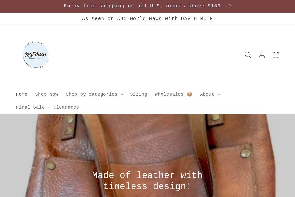 mishmoccs.com homepage screenshot