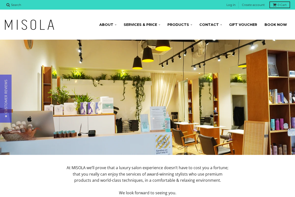 Misola Hair & Style homepage screenshot